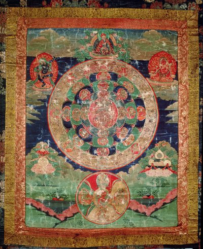 Bardo Mandala, Thangka montrant la période entre la mort et la réincarnation - Tibetan School